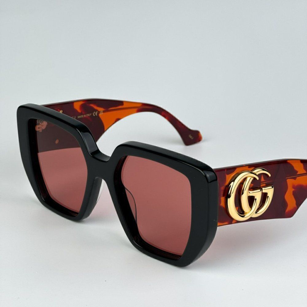 SALE! NEW Gucci GG0956S 009 Black Havana Orange Cat Eye Unisex Sunglasses - Picture 7 of 11